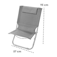 Trade Shop - Spiaggina Con Cuscino Per Testiera Grigio 57x47x95 Cm Pieghevole Portatile 281017 -        