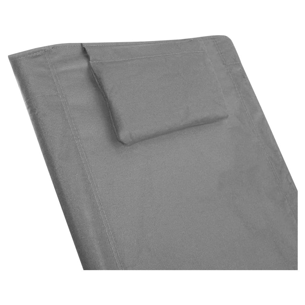 Trade Shop - Spiaggina Con Cuscino Per Testiera Grigio 57x47x95 Cm Pieghevole Portatile 281017 -        