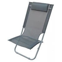 Trade Shop - Spiaggina Con Cuscino Testiera Grigio Textilene 57x47x95cm Pieghevole Portatile 281033 -