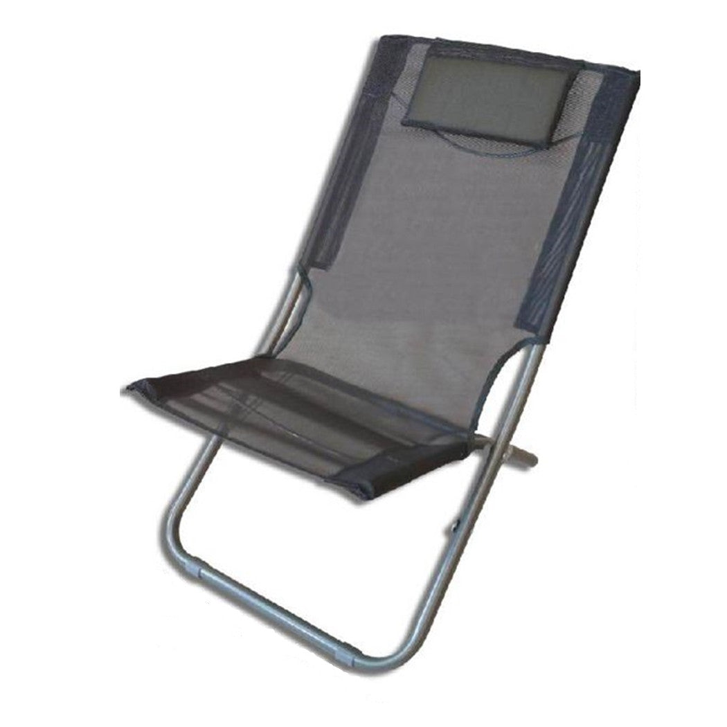 Trade Shop - Spiaggina Con Cuscino Testiera Grigio Textilene 57x47x95cm Pieghevole Portatile 281033 -