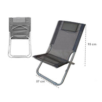 Trade Shop - Spiaggina Con Cuscino Testiera Grigio Textilene 57x47x95cm Pieghevole Portatile 281033 -