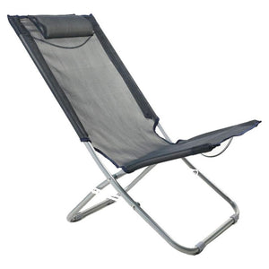 Trade Shop - Spiaggina Con Cuscino Testiera Grigio Textilene 57x47x95cm Pieghevole Portatile 281033 -