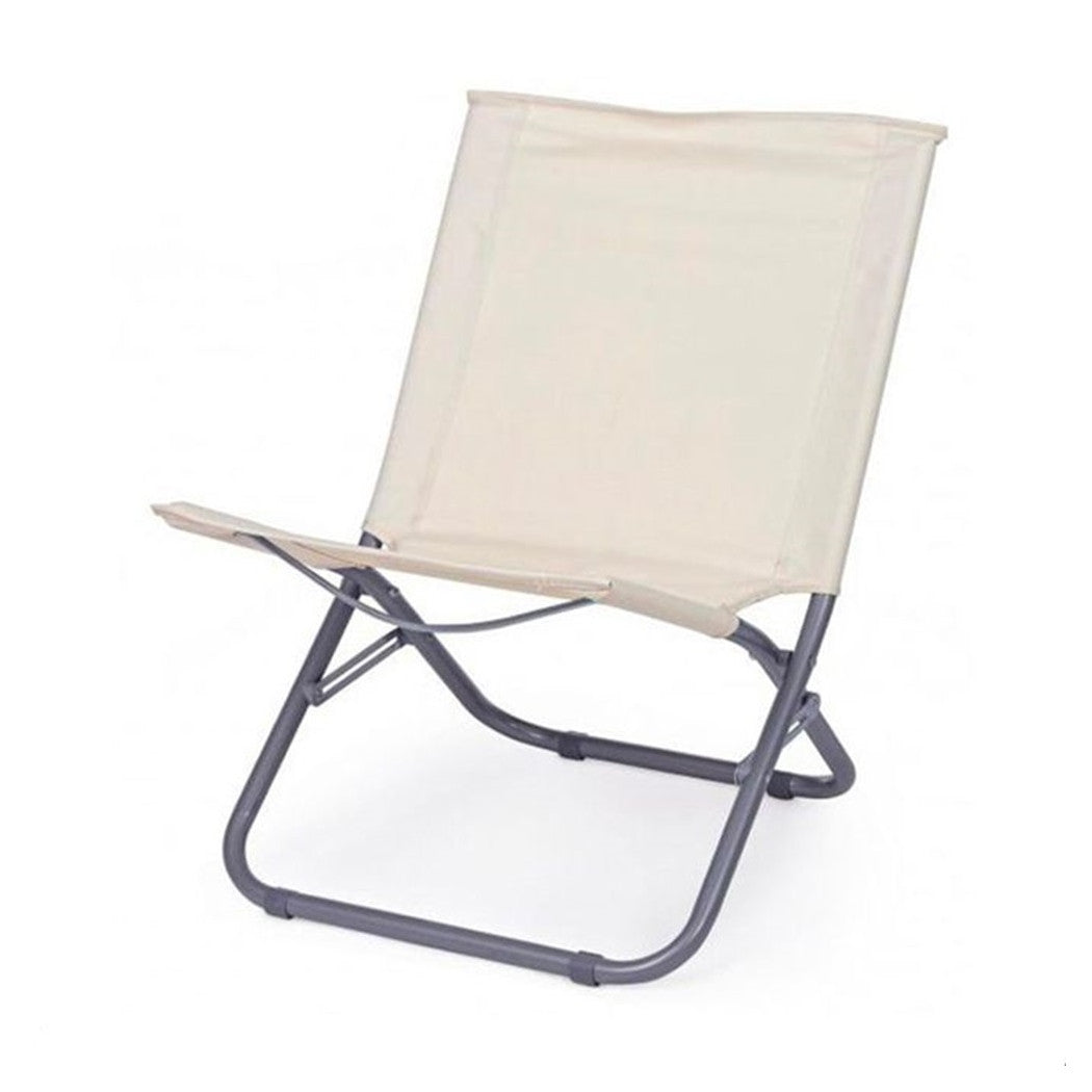 Trade Shop - Spiaggina In Tessuto Oxford Crema Pieghevole Sedia Da Mare Campeggio Portatile 281048 -        