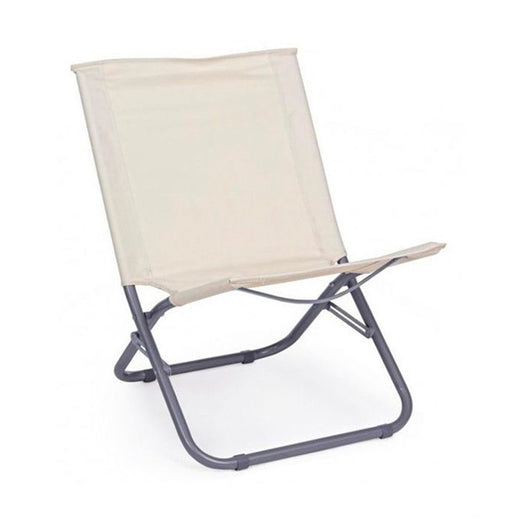 Trade Shop - Spiaggina In Tessuto Oxford Crema Pieghevole Sedia Da Mare Campeggio Portatile 281048 -        