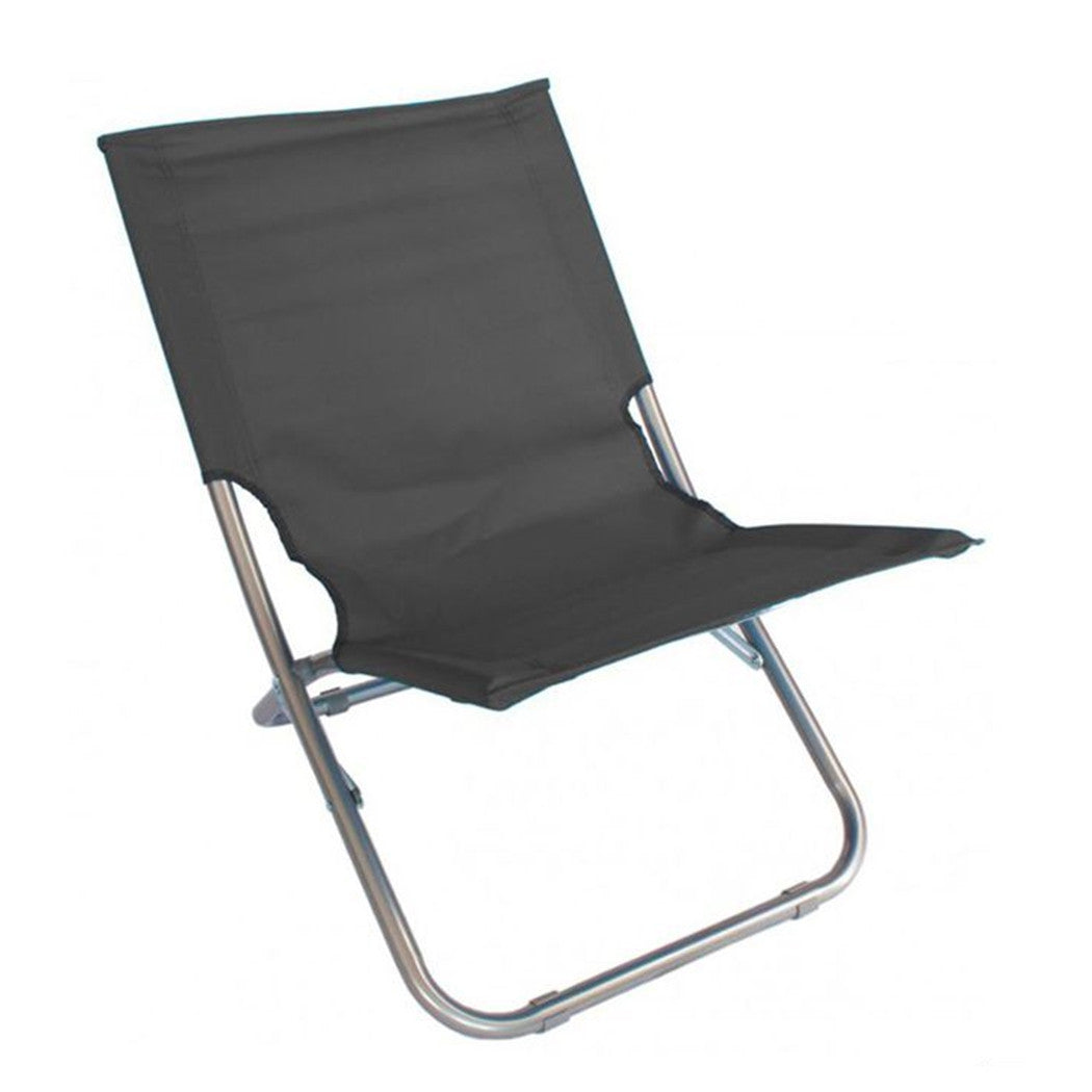 Trade Shop - Spiaggina In Tessuto Oxford Grigia Pieghevole Sedia Mare Campeggio Portatile 281049 -        