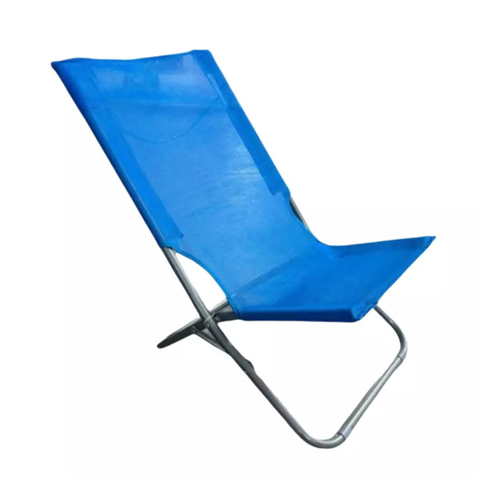 Trade Shop - Spiaggina In Textilene Blu Pieghevole Sedia Per Mare Campeggio 57x47x72 Cm 281053 -        