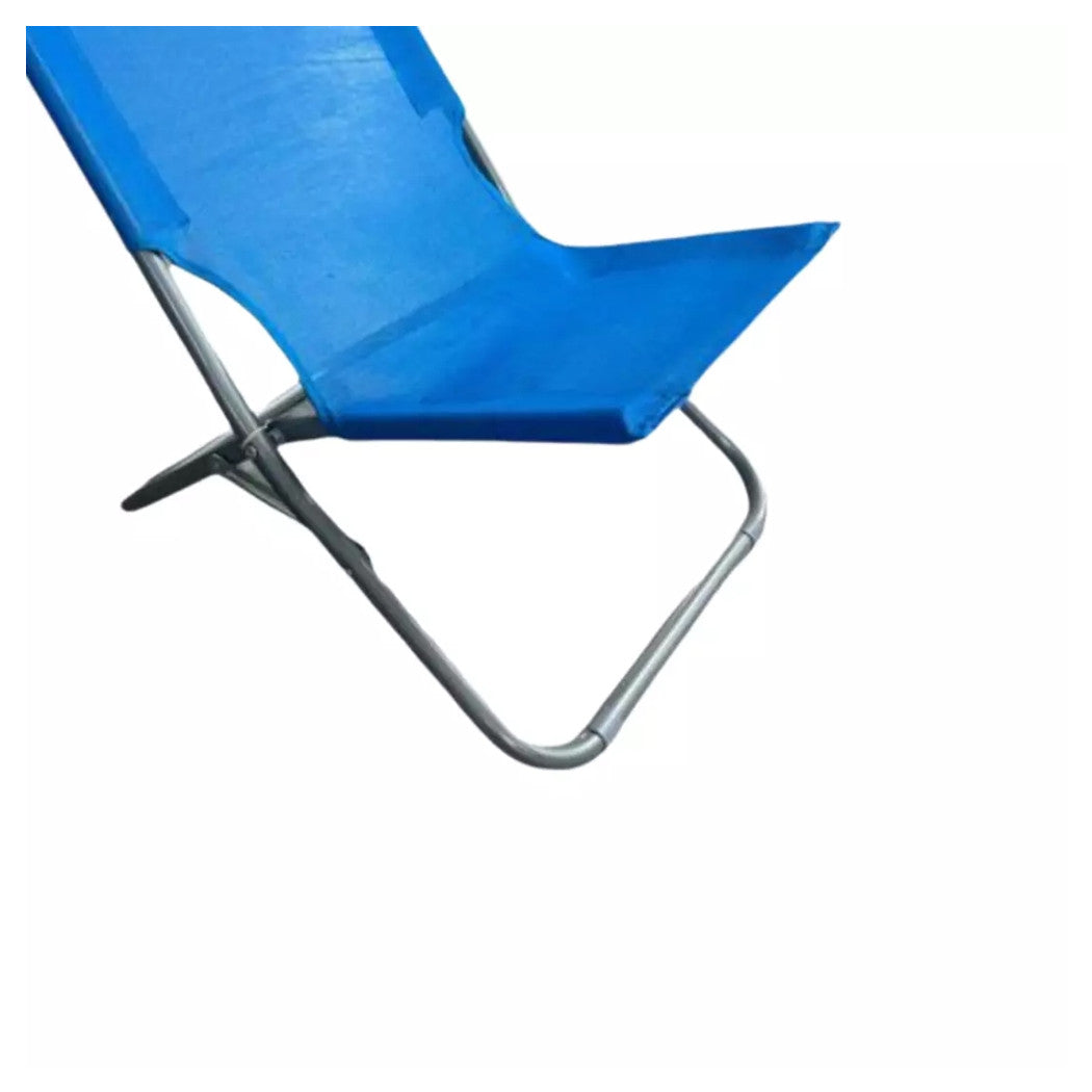Trade Shop - Spiaggina In Textilene Blu Pieghevole Sedia Per Mare Campeggio 57x47x72 Cm 281053 -        