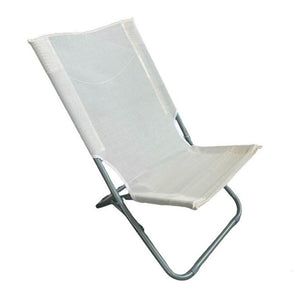 Trade Shop - Spiaggina In Textilene Crema Pieghevole Sedia Per Mare Campeggio 57x47x72cm 281051 -        