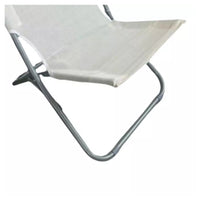 Trade Shop - Spiaggina In Textilene Crema Pieghevole Sedia Per Mare Campeggio 57x47x72cm 281051 -        