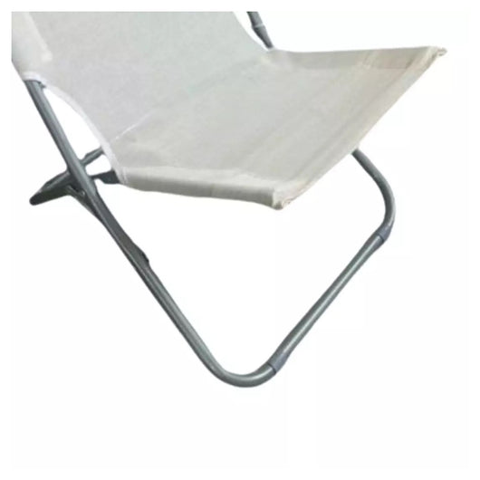Trade Shop - Spiaggina In Textilene Crema Pieghevole Sedia Per Mare Campeggio 57x47x72cm 281051 -        