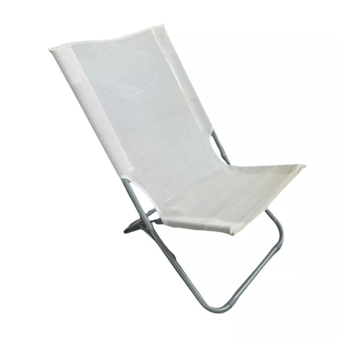 Trade Shop - Spiaggina In Textilene Crema Pieghevole Sedia Per Mare Campeggio 57x47x72cm 281051 -        