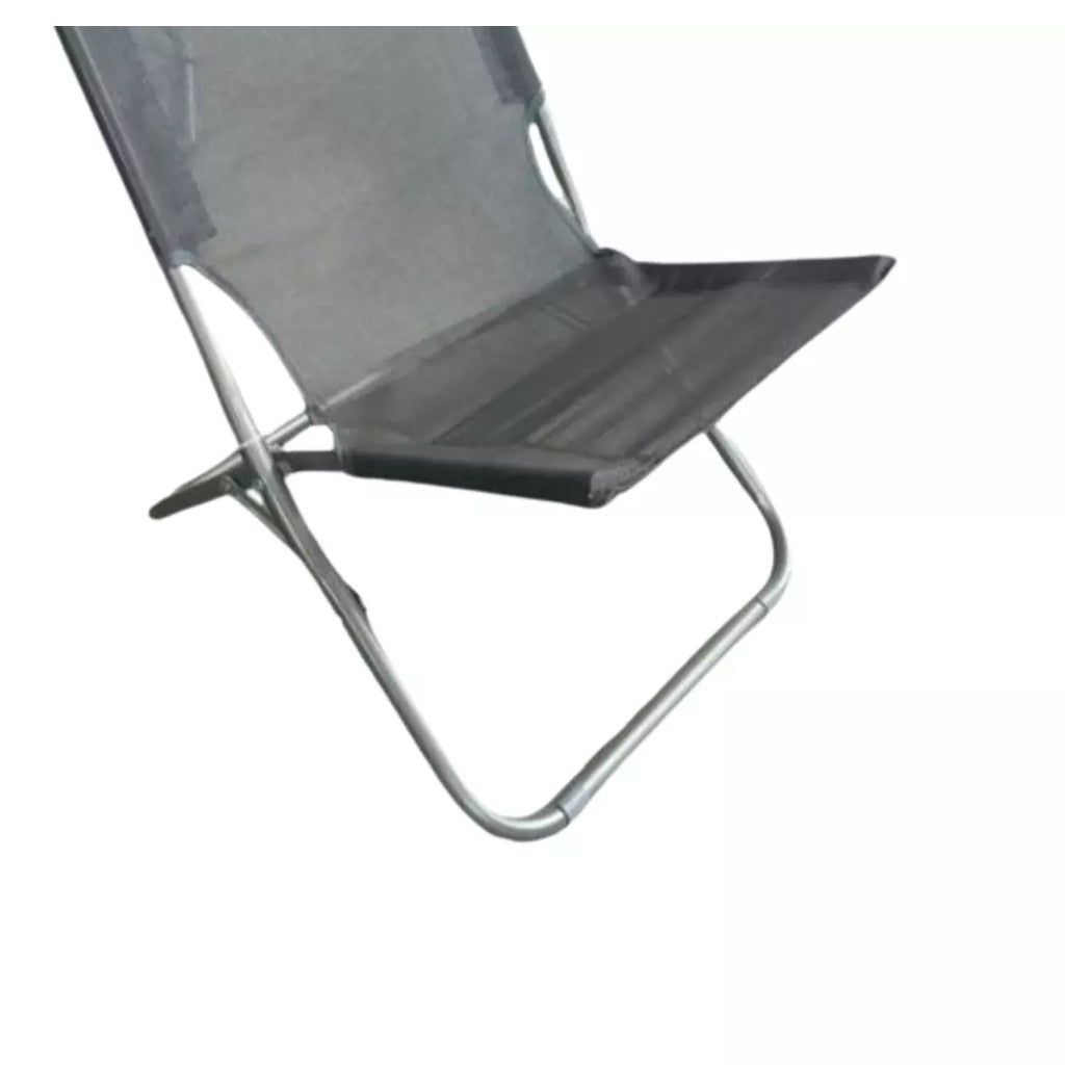 Trade Shop - Spiaggina In Textilene Grigia Pieghevole Sedia Per Mare Campeggio 57x47x72cm 281052 -        