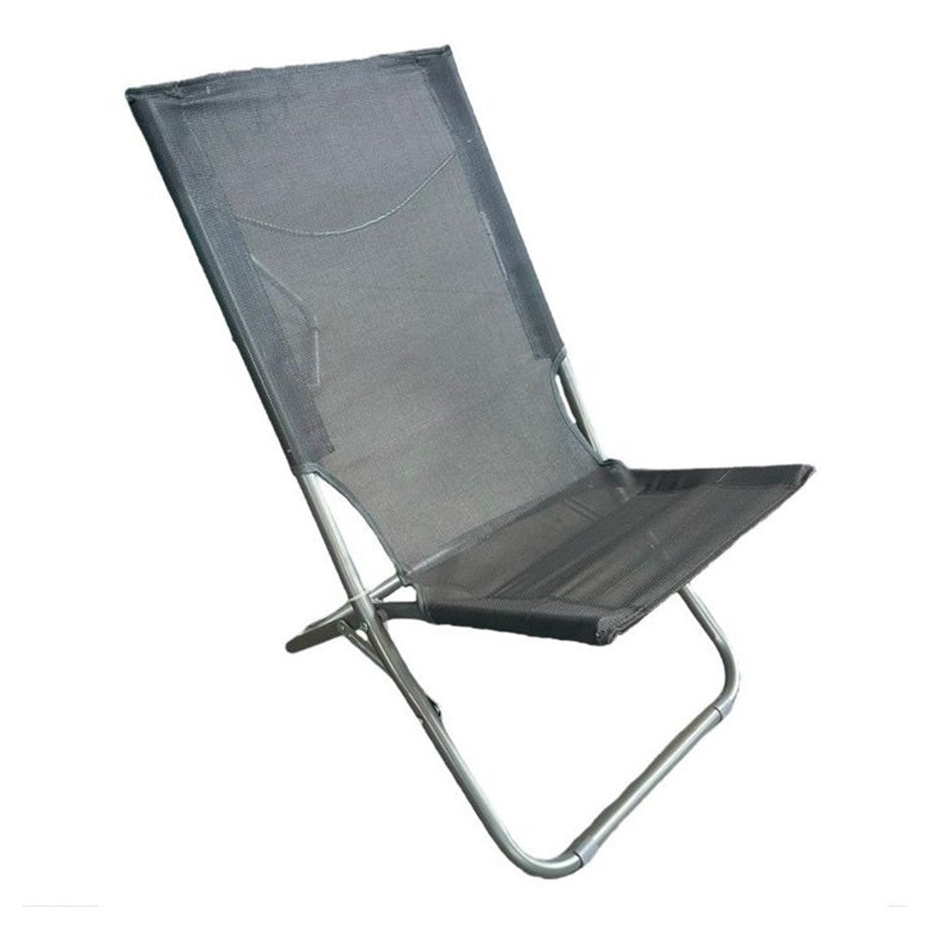 Trade Shop - Spiaggina In Textilene Grigia Pieghevole Sedia Per Mare Campeggio 57x47x72cm 281052 -        