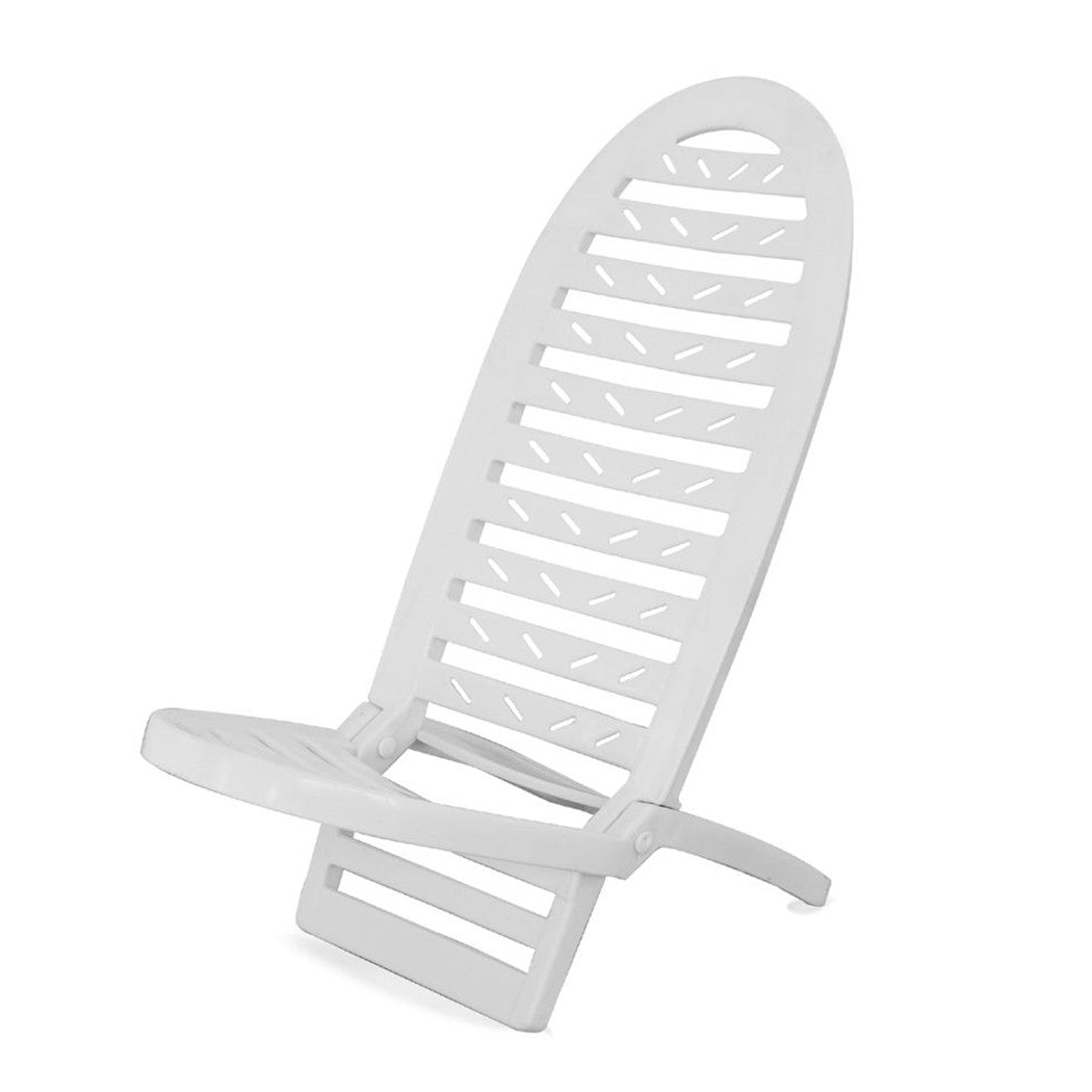 Trade Shop - Spiaggina Pieghevole Bianca In Plastica 40x40x86 Cm Per Mare Piscina Estate 070301 -