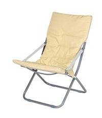 Spiaggina Sedia Canapone In Acciaio Tessuto Imbottito Pieghevole Relax Beige         