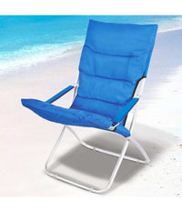 Trade Shop - Spiaggina Sedia Canapone In Acciaio Tessuto Imbottito Pieghevole Relax Blu -