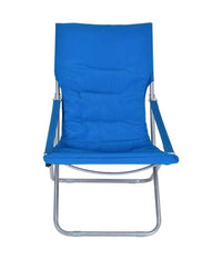 Trade Shop - Spiaggina Sedia Canapone In Acciaio Tessuto Imbottito Pieghevole Relax Blu -
