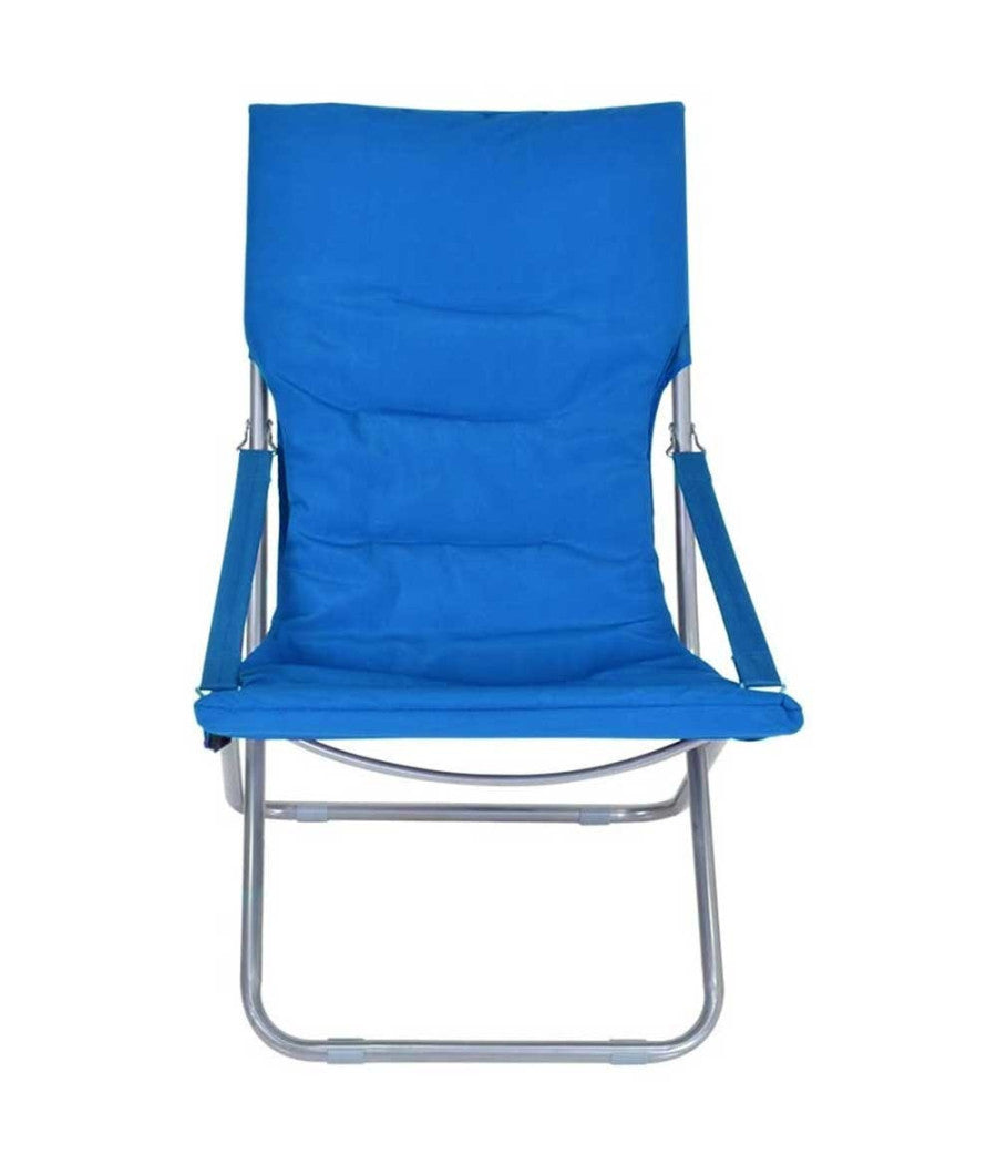 Trade Shop - Spiaggina Sedia Canapone In Acciaio Tessuto Imbottito Pieghevole Relax Blu -