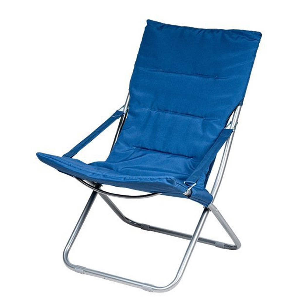 Trade Shop - Spiaggina Sedia Canapone In Acciaio Tessuto Imbottito Pieghevole Relax Blu -