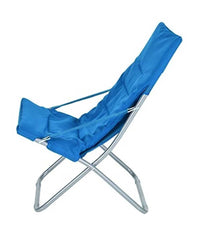 Trade Shop - Spiaggina Sedia Canapone In Acciaio Tessuto Imbottito Pieghevole Relax Blu -