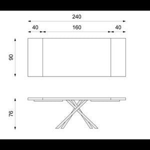 Spike STONES Tavolo Allungabile 160/240 x 90 cm