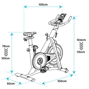 EDGE 1600 - Cyclette da corsa professionale con volano da 16 kg a resistenza magnetica, display LCD, software di monitoraggio e supporto tablet Cyclette da fitness Whirling bike Professional Running bike