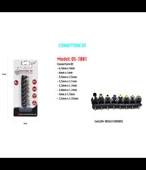 Spina Connettore Dc Alimentatore Notebook Laptop Universale 8 Pz Maxtech Ds-t001         