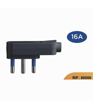 Spina Piatta Elettrica Salvaspazio Laterale 2p+t 16a 25 V Max 1500 W Nero 80006         