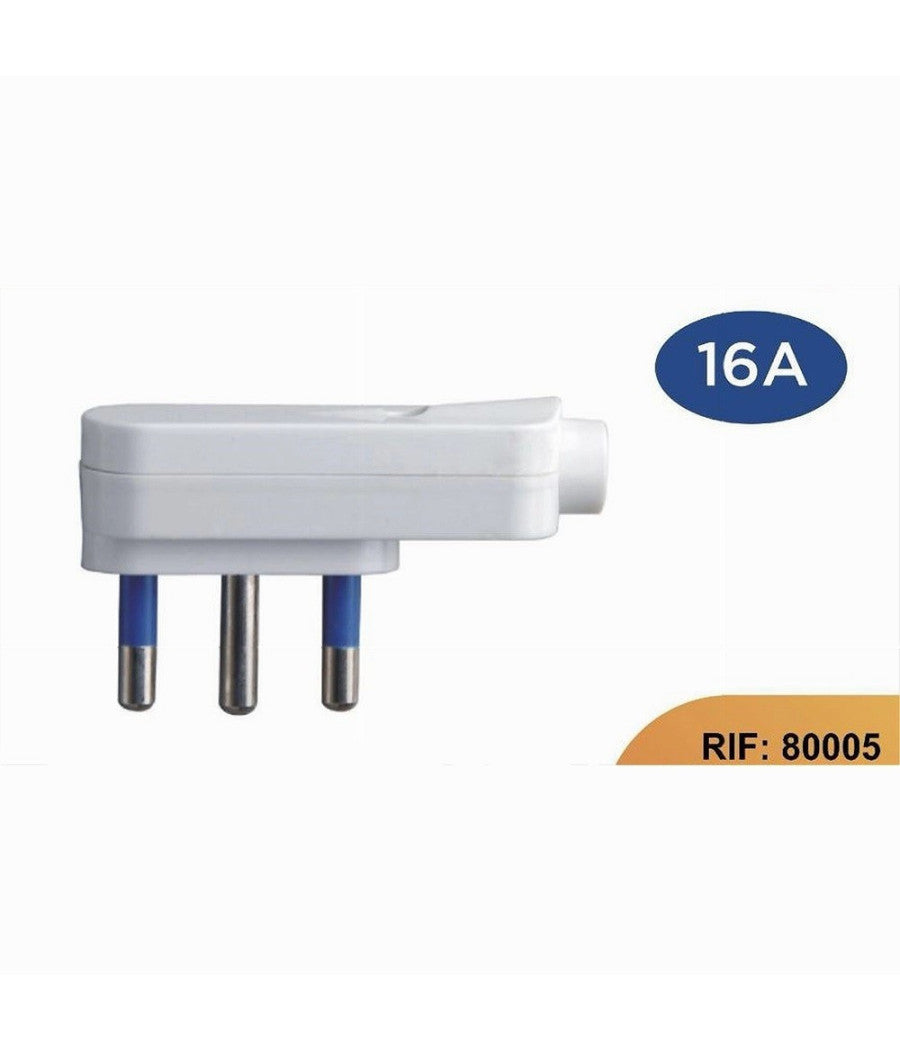 Spina Piatta Elettrica Salvaspazio Laterale 2p+t 16a 25v Max 1500w Bianco 80005         