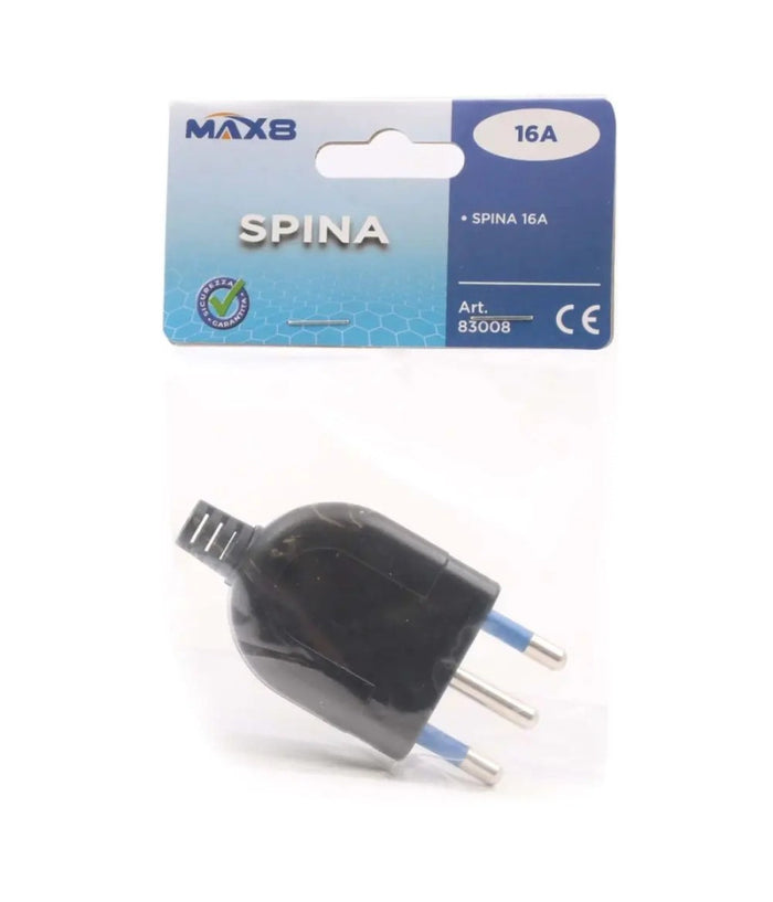 Spina S17 Elettrica 2p+t 16a 250v Max 1500w Nero Ultrapiatta Salvaspazio 83008         