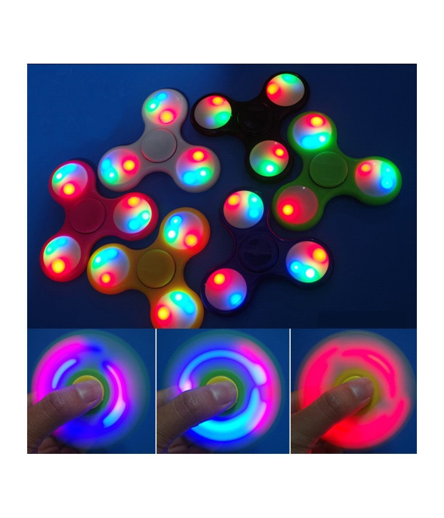 Spinner Con Luci Led Luminoso Fidget Anti Stress 2 Pezzi Gioco Rilassante 3d         