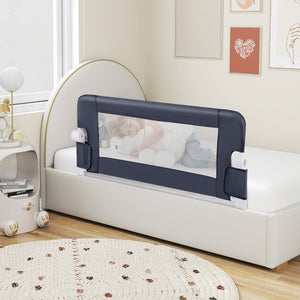 Sponda da letto pieghevole con copertura rimovibile e cinghia aggiuntiva a forma di Y-Barriera di sicurezza per bambini Grigio scuro