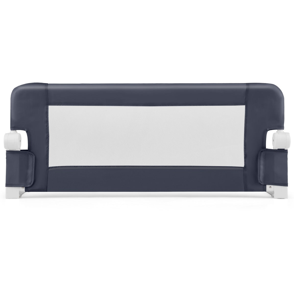 Sponda da letto pieghevole con copertura rimovibile e cinghia aggiuntiva a forma di Y-Barriera di sicurezza per bambini Grigio scuro