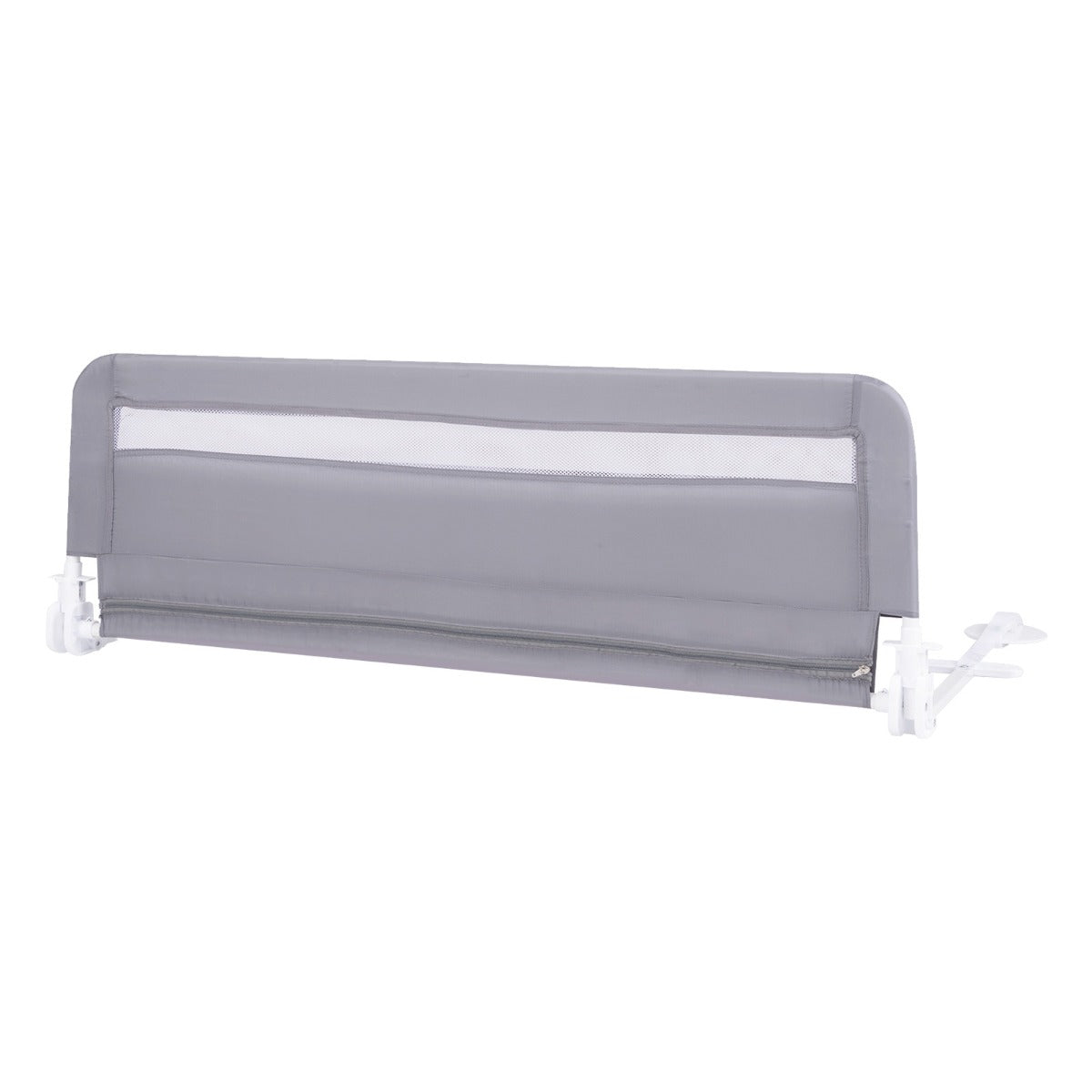 Sponda da letto pieghevole con copertura removibile e lavabile e cintura di sicurezza, Sponda da letto a ribalta per bambini Grigio-Barriere letto
