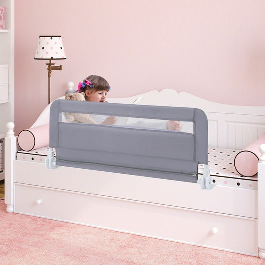 Sponda letto pieghevole con copertura rimovibile di sicurezza per culla, Sponda letto a ribalta per bambini Grigio-Barriere letto