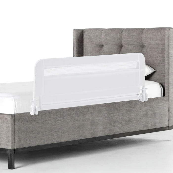 Sponda letto pieghevole con copertura rimovibile di sicurezza per culla, Sponda letto a ribalta per bambini Bianco-Barriere letto