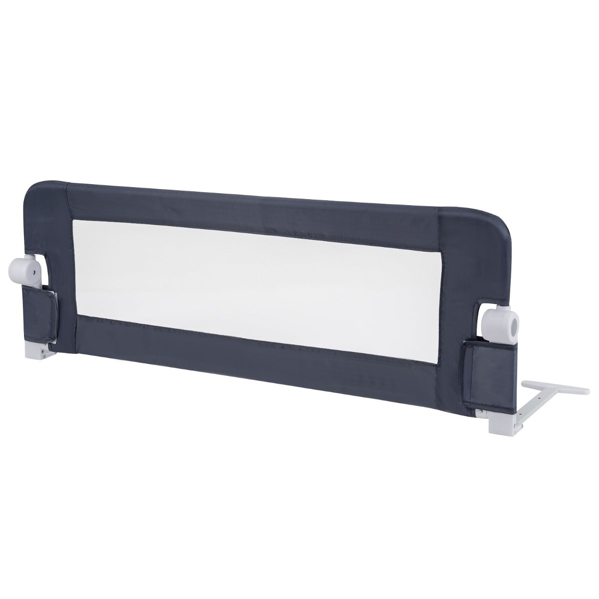 Sponda per il letto 120 cm pieghevole, Sbarra per culla convertibile per letto singolo matrimoniale Grigio scuro-Barriere letto