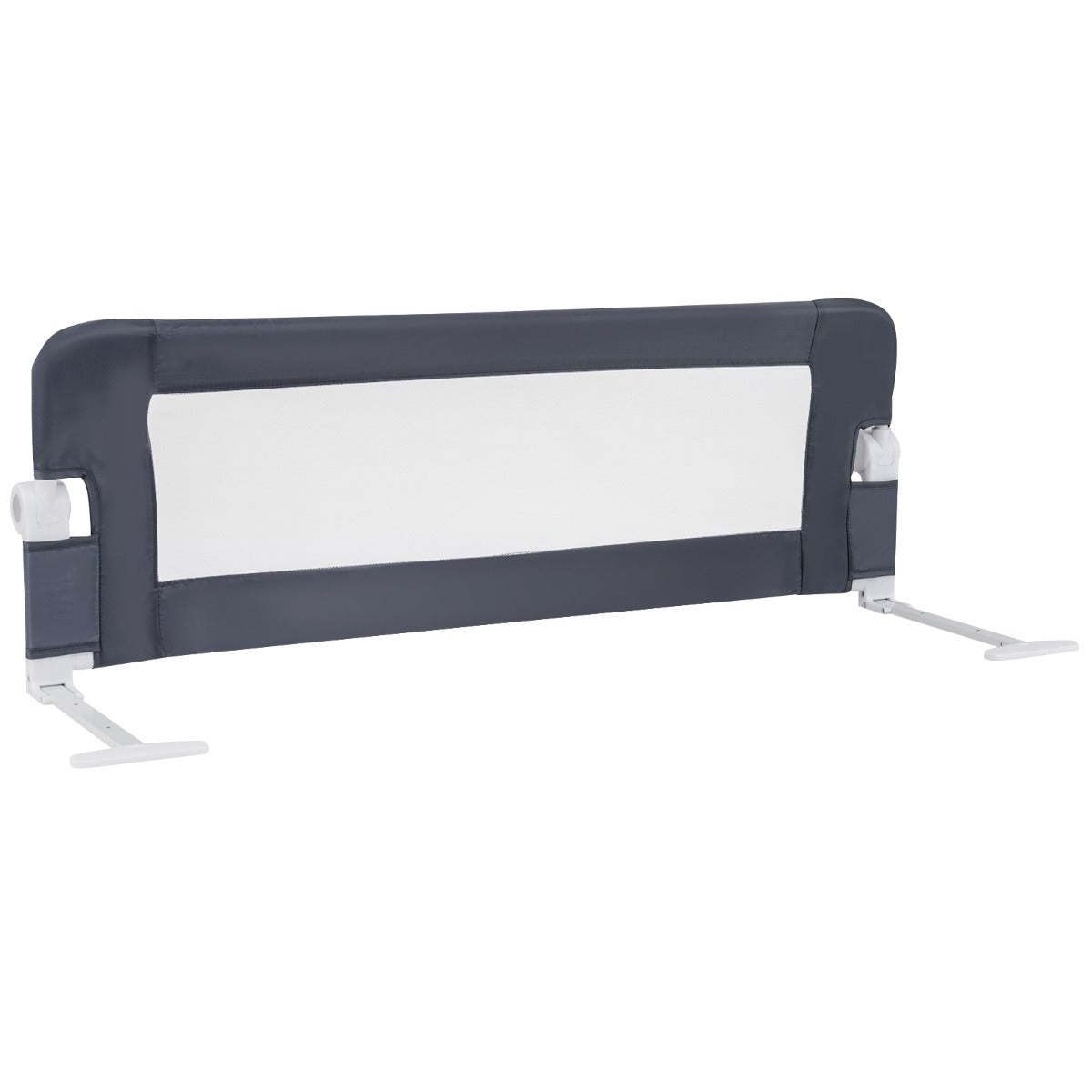 Sponda per il letto 120 cm pieghevole, Sbarra per culla convertibile per letto singolo matrimoniale Grigio scuro-Barriere letto