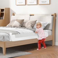 Sponda per letto per bambini con design pieghevole cinghie, Sponda di sicurezza a molle per letto Bianco-Barriere letto