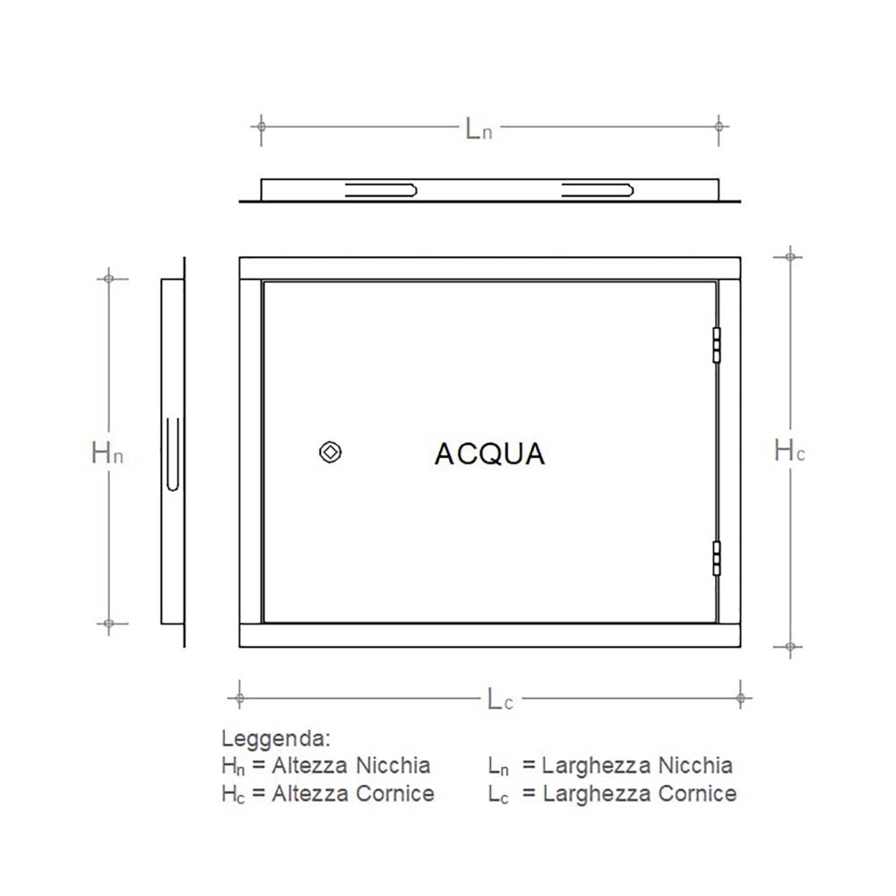 Sportello portello porta rame per chiusura nicchia contatore acqua, scegli se  lc 55 x hc 40 cm ( ln 51 x hn 36 cm )