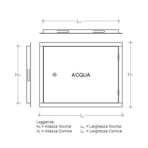 Sportello portello porta rame per chiusura nicchia contatore acqua, scegli se  lc 55 x hc 40 cm ( ln 51 x hn 36 cm )