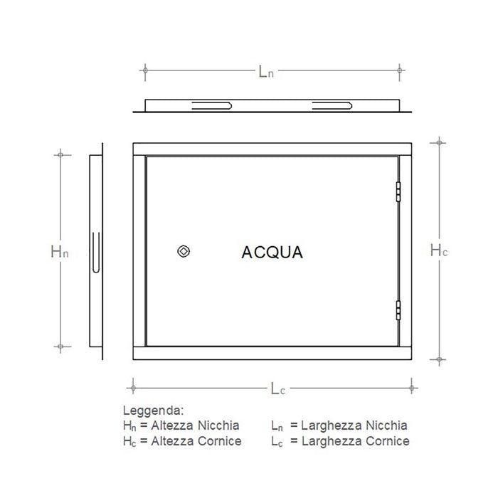 Sportello portello porta rame per chiusura nicchia contatore acqua, scegli se  lc 55 x hc 40 cm ( ln 51 x hn 36 cm )