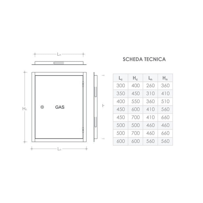 Sportello portello porta rame per chiusura nicchia contatore gas, scegli se  hc 40 x lc 30 cm ( hn 36 x ln 26 cm )