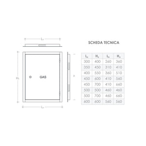 Sportello portello porta rame per chiusura nicchia contatore gas, scegli se  hc 55 x lc 40 cm ( hn 51 x ln 36 cm )