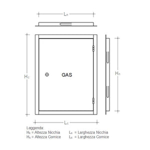 Sportello portello porta rame per chiusura nicchia contatore gas, scegli se  hc 40 x lc 30 cm ( hn 36 x ln 26 cm )