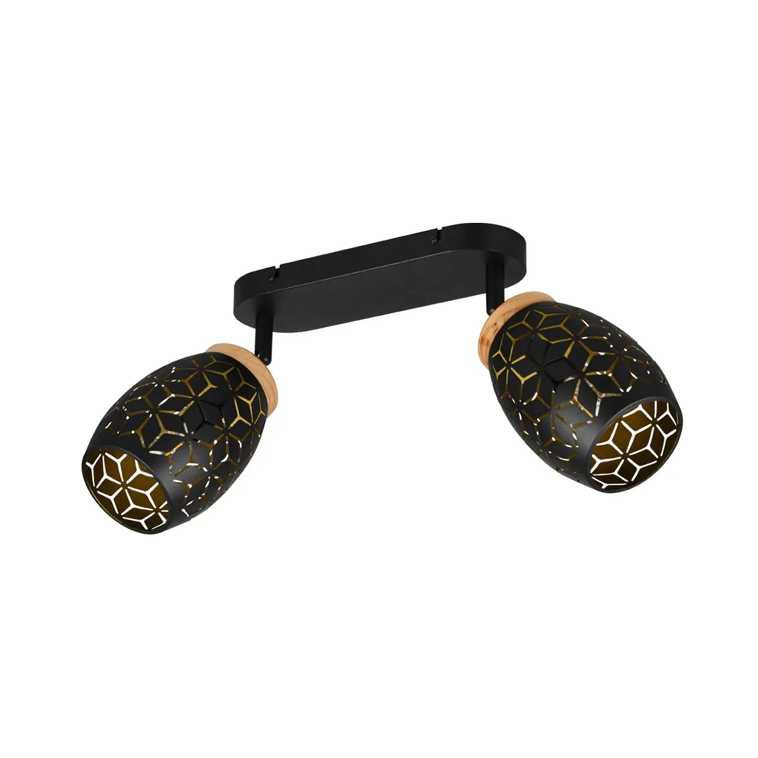 LÚZETE - SPOT 2 LUCI SOFFITTO/PARETE METALLO NERO E14 BIRKITA