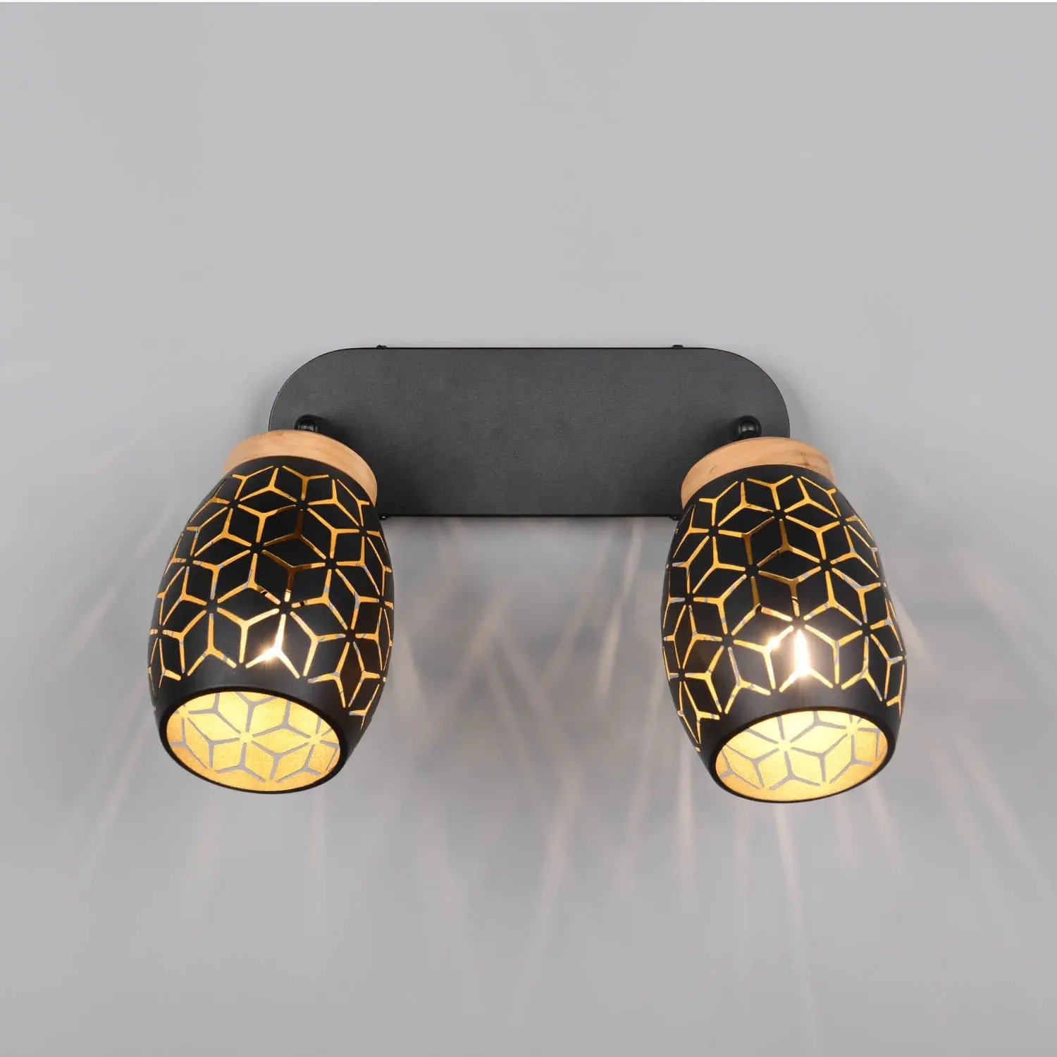 LÚZETE - SPOT 2 LUCI SOFFITTO/PARETE METALLO NERO E14 BIRKITA