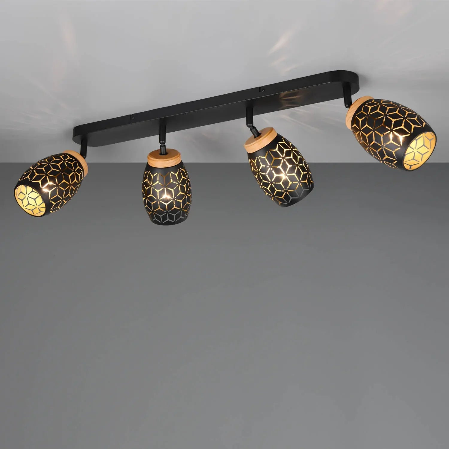 LÚZETE - SPOT 4 LUCI DA SOFFITTO METALLO NERO E14 BIRKITA