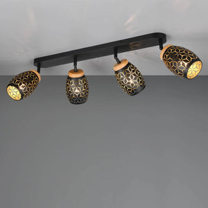 LÚZETE - SPOT 4 LUCI DA SOFFITTO METALLO NERO E14 BIRKITA