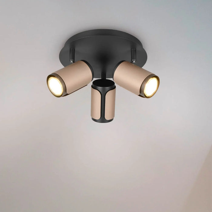 LÚZETE - SPOT DA PAREDE/SOFFITTO 3 LUCI GU10 METALLO COFFEE GIADA